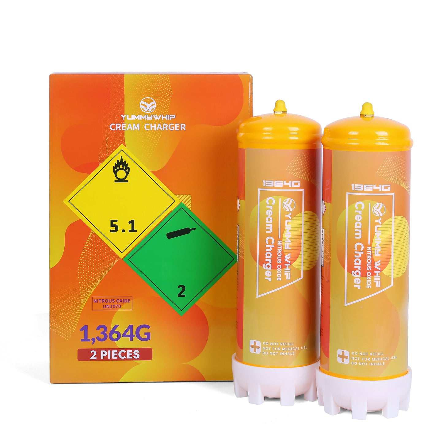Yummy Whipped Cream Charger 2.2L 1364G N2O Nitrous Oxide Cartridges for Whipped Cream Dispenser, Cream Charger for Whipped Cream Maker