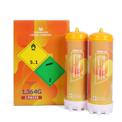 Yummy Whipped Cream Charger 2.2L 1364G N2O Nitrous Oxide Cartridges for Whipped Cream Dispenser, Cream Charger for Whipped Cream Maker